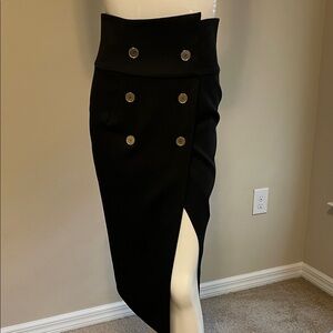 ALEXANDRE VAUTHIER Double-Breasted High Waist High Slit Midi Pencil Skirt 38